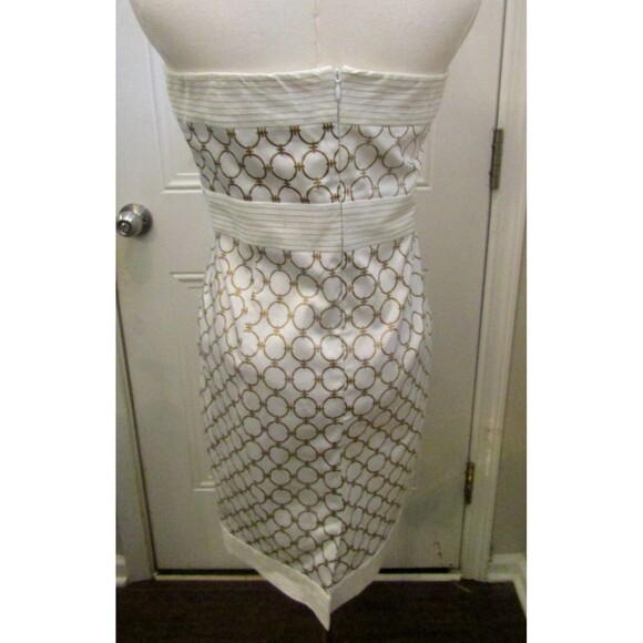 Gretchen Scott Designs Strapless Dress Sheath Mini Lined White Gold Lined Size S - Picture 5 of 7